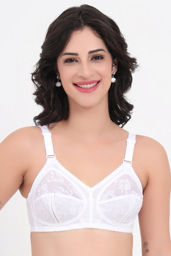 TRIUMPH-20I319 White Doreen Wireless Non Padded Full Coverage Support Big-Cup Classics Bra