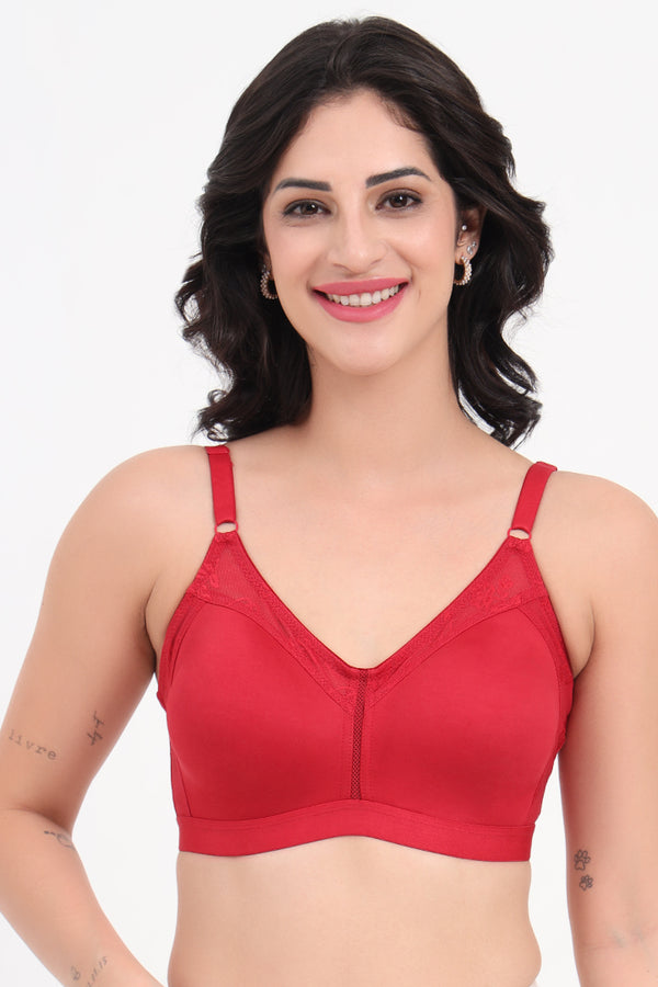 SLUUW BRA-SB002 - NON-PADDED NON-WIRED EVERYDAY SUPER SUPPORT MINIMIZER BRA -Scarlet