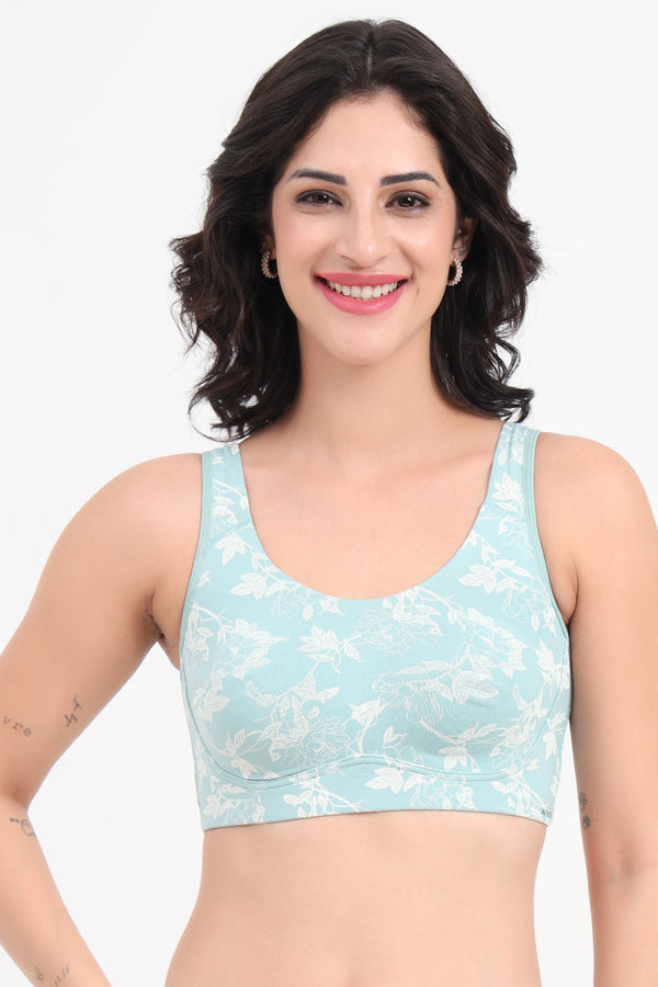 AMANTE BRA -BRA78801 All Day Lounge Solid Non Padded Non-Wired Jiao Floral Print Bra