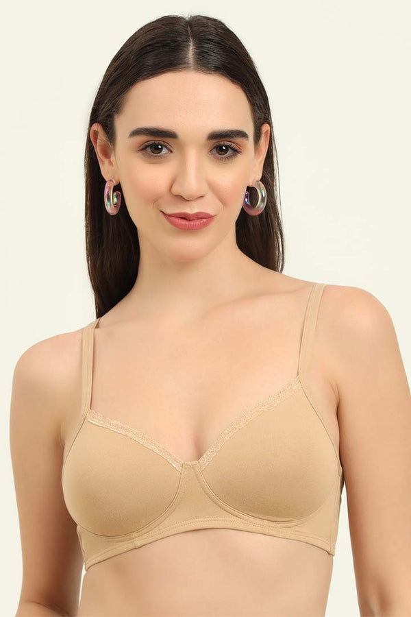 AMANTE BRA10202 NUDE Cotton Casual Lightly Padded Non-Wired Full Coverage T-Shirt Bra