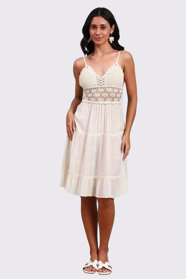 AXTZH Elegant Sarong-Inspired Cover-Up Dress Designed for Beachside Glamour and Comfort-X1081-BEIGE-SNGA1