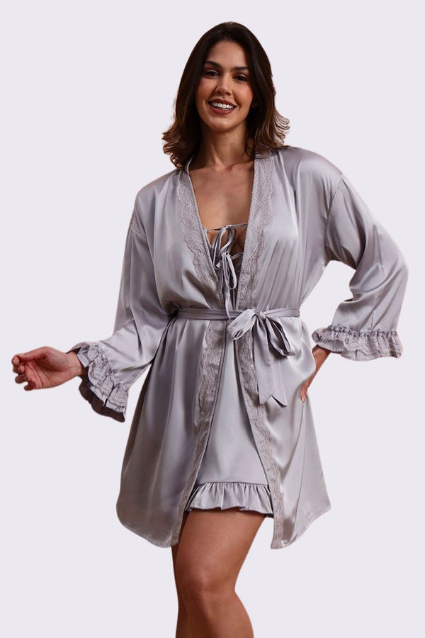AXTZH Romantic Two-Piece Nightwear for Women with Flowy Outer Layer and Delicate Inner Wear X0938-ICE-F11S