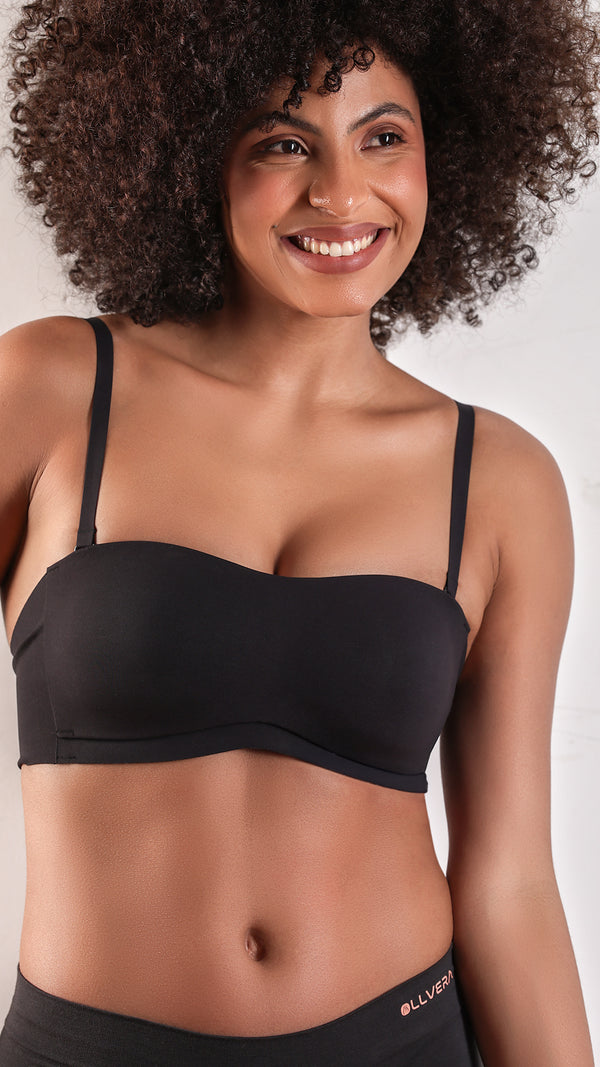 Padded Strapless Bandeau Bra | Bonded Multi-Way Bra with Silicone Grip
