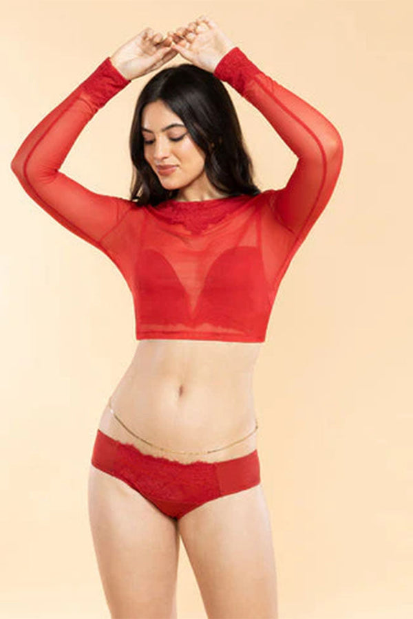 ENAMOR PANITY P142 Low Rise Bikini with Elegant Eyelash Lace for a Chic and Modern Look