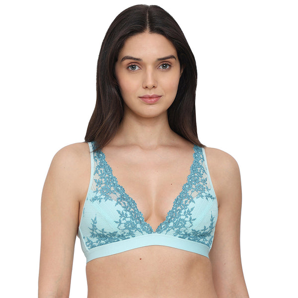 WACOAL BRA 852191 996Embrace Lace Non Padded Non Wired 3/4th Cup Bridal Wear Medium coverage Lace Bralette - Aqua