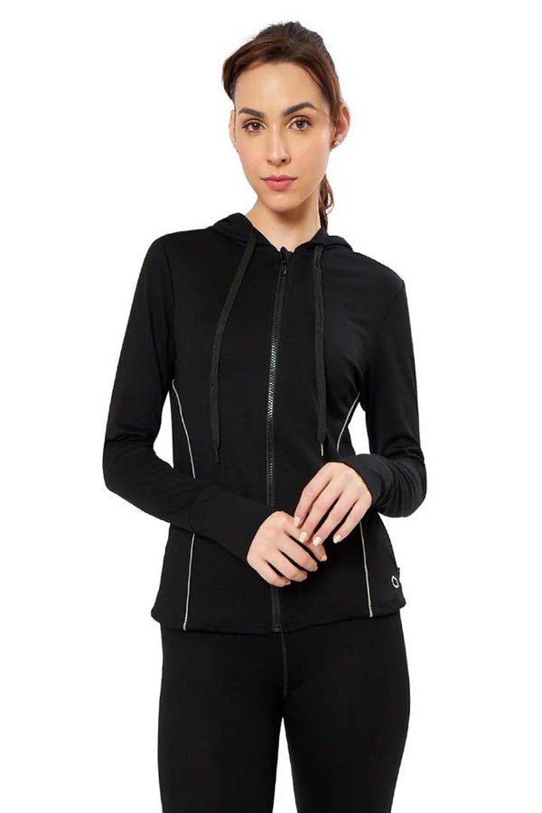 AMANTE ATP94301-JET BLACK FLAUNT HOODIE FULL SLEEVE ACTIVE JACKET