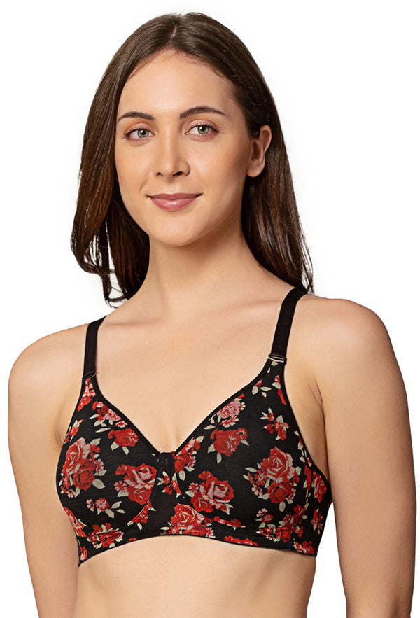 TRIUMPH BRA-110I694 Printed Lightly Padded Non-Wired Detachable Straps Seamless T-Shirt Bra -K9