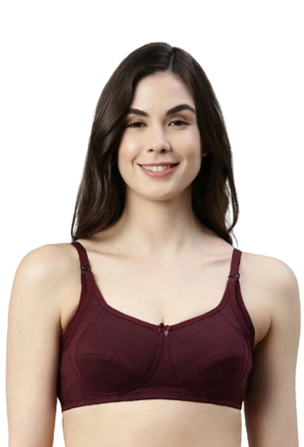 Enamor-MT02 Grape Wine Sectioned Lift & Support Nursing Bra - Non-Padded Wirefree High Coverage