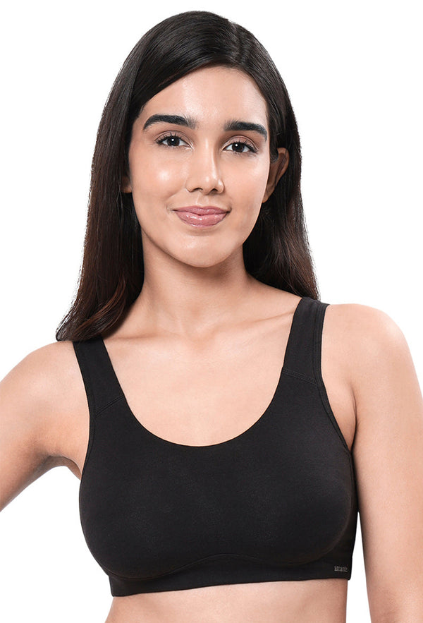 AMANTE BRA -BRA78801 All Day Lounge Solid Non Padded Non-Wired Black Bra