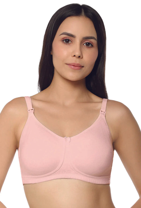 AMANTE BRA-BRA94801 Blush Pink Maternity Non-padded Non-wired Cotton Nursing Bra