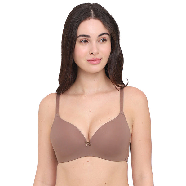 WACOAL BRA BI03P02 BR BASICS Zoe Padded Non-wired 3/4th Cup Everyday Wear Comfort Fit T-shirt Bra - Brown