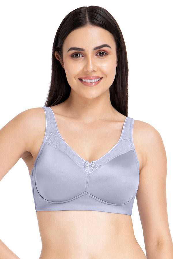 AMANTE BRA -BRA78001 Elegant Support Non-padded & Non-wired Soft Gray Bra