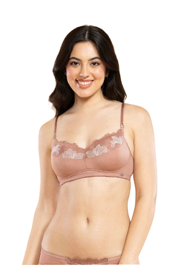 ENAMOR BRA-F144 Nude Rose Luxe Wirefree Balconette Bra - Padded, Medium Coverage