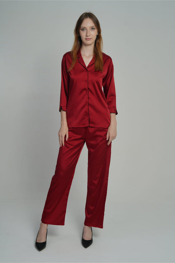 ANGELS Satin Nightwear Set FASHION NW AG1118-SCARLET-C2S