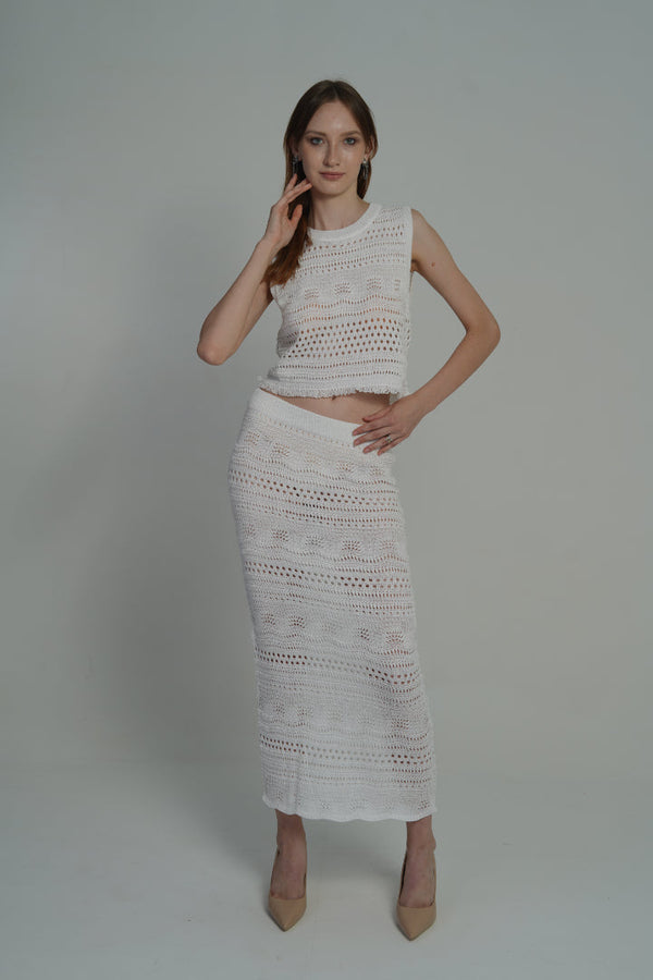 AXTZH 2-Piece Crochet BEACH WEAR X2435-WHITE-BW2PF