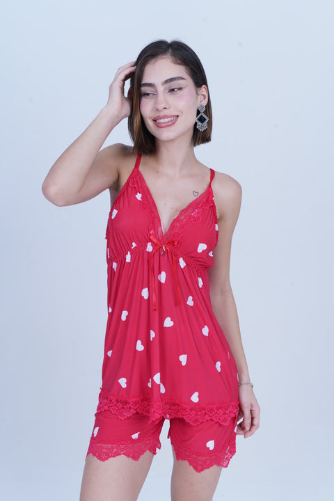 AXTZH Two-piece set with camisole and shorts X8035-REDPR-A4M