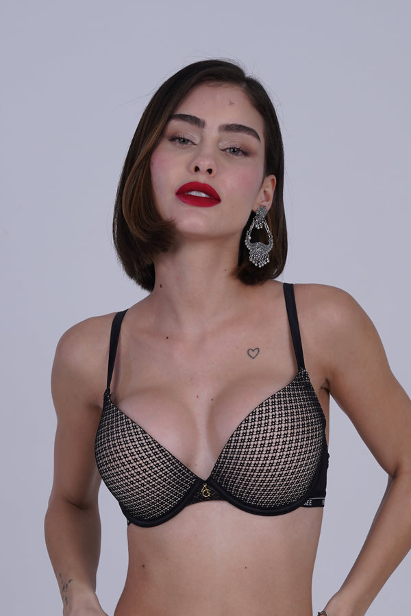 BELLAGIO One-piece bra paired with matching panty BB5336-BLKPR-DN202