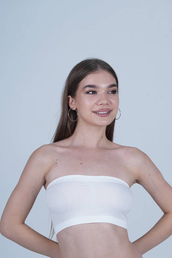 AXTZH Seamless Women’s Tube Bra with Stretchable Fit and Lightweight Feel XXTUBE001-WHITE