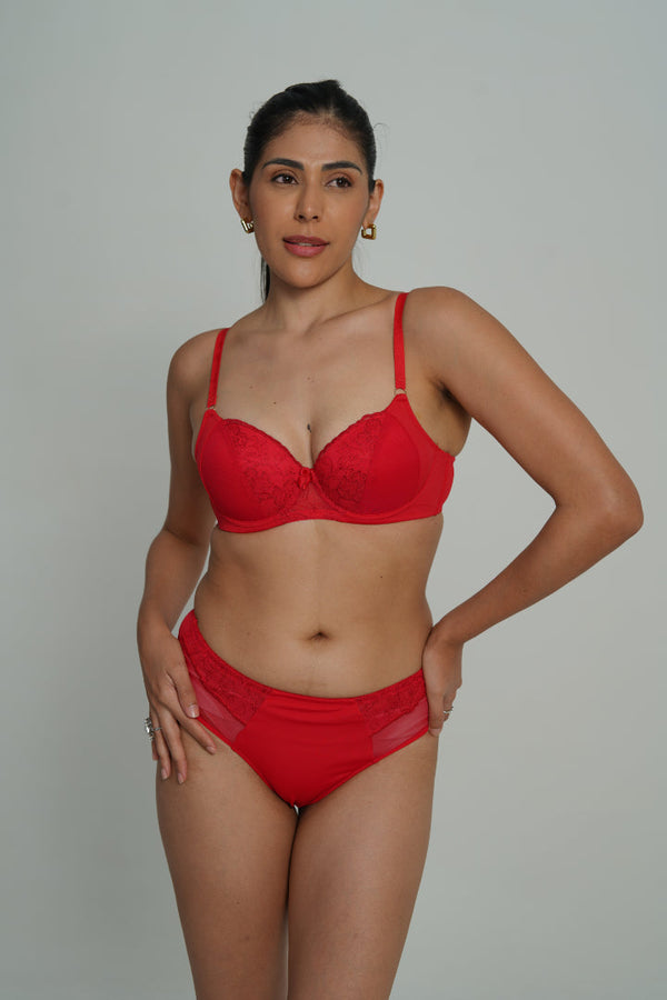 BELLAGIO Red Lace Underwired BRA BB1003-RED-DN102