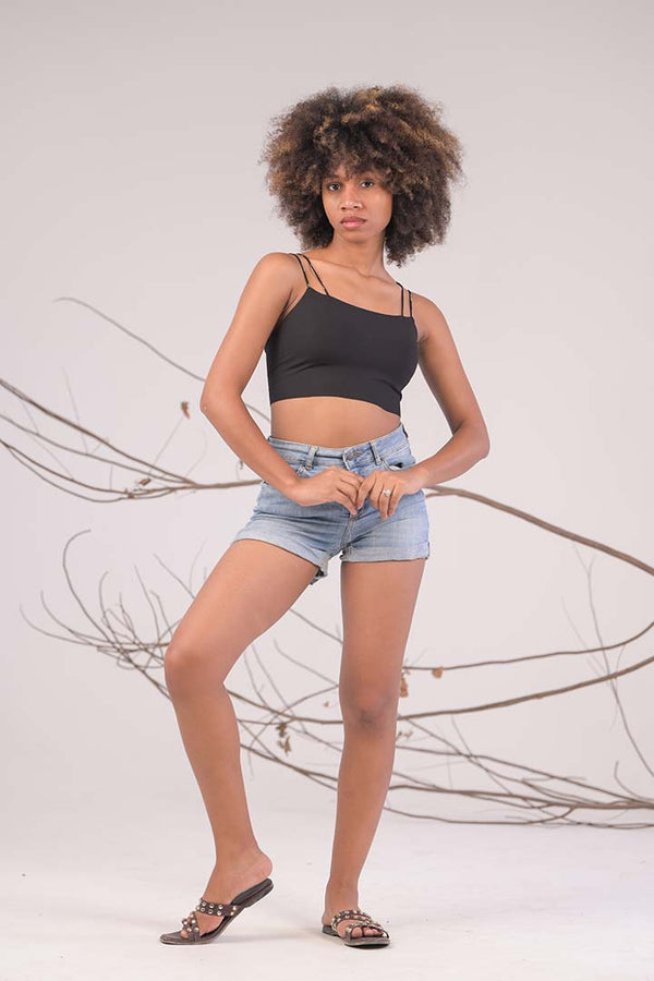 AXTZH Minimalist Ribbed Bralette X0108-BLACK-CP023