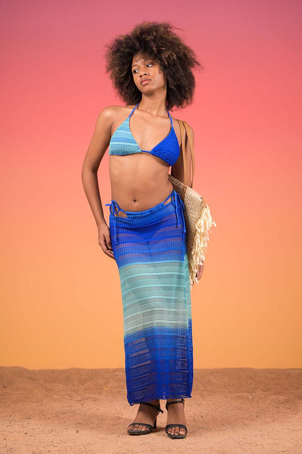 AXTZH 3-Piece Crochet Swimwear Set with Sarong X9269-RBLPR-3PB