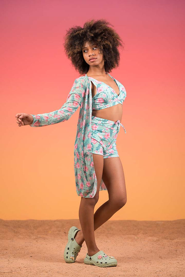 AXTZH 3-piece tropical swimwear X1003-GREPR-3PS