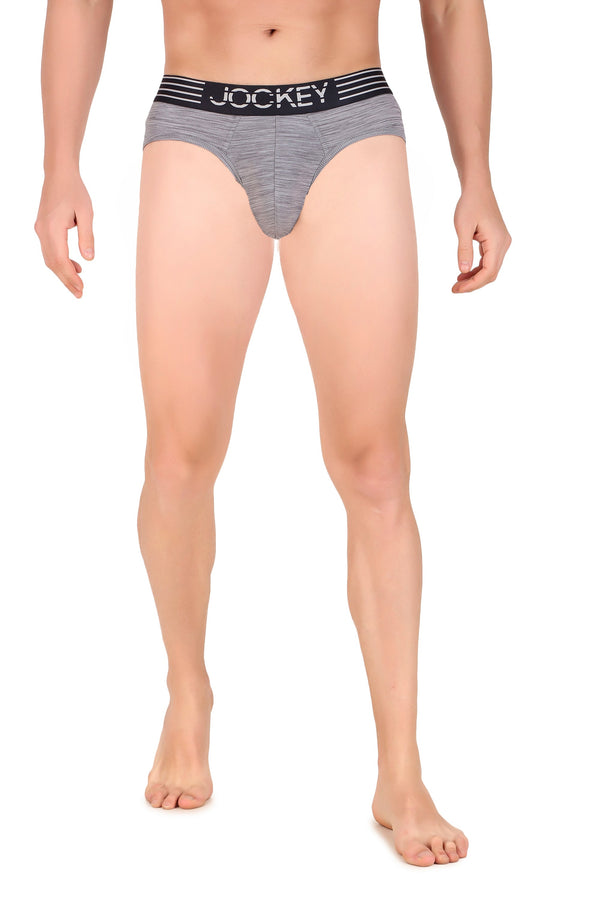 Jockey-MM04 Microfiber Mesh Elastane Stretch Performance Brief with StayDry Technology -MDGRY