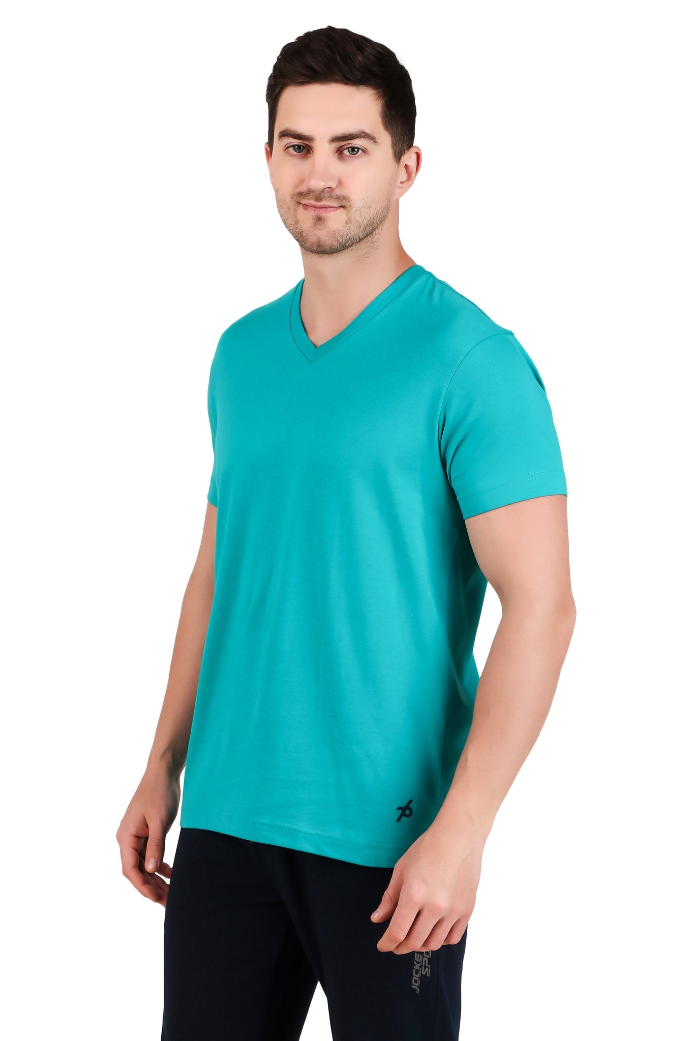 Jockey-2726 Super Combed Cotton Rich Solid V Neck Half Sleeve T-Shirt