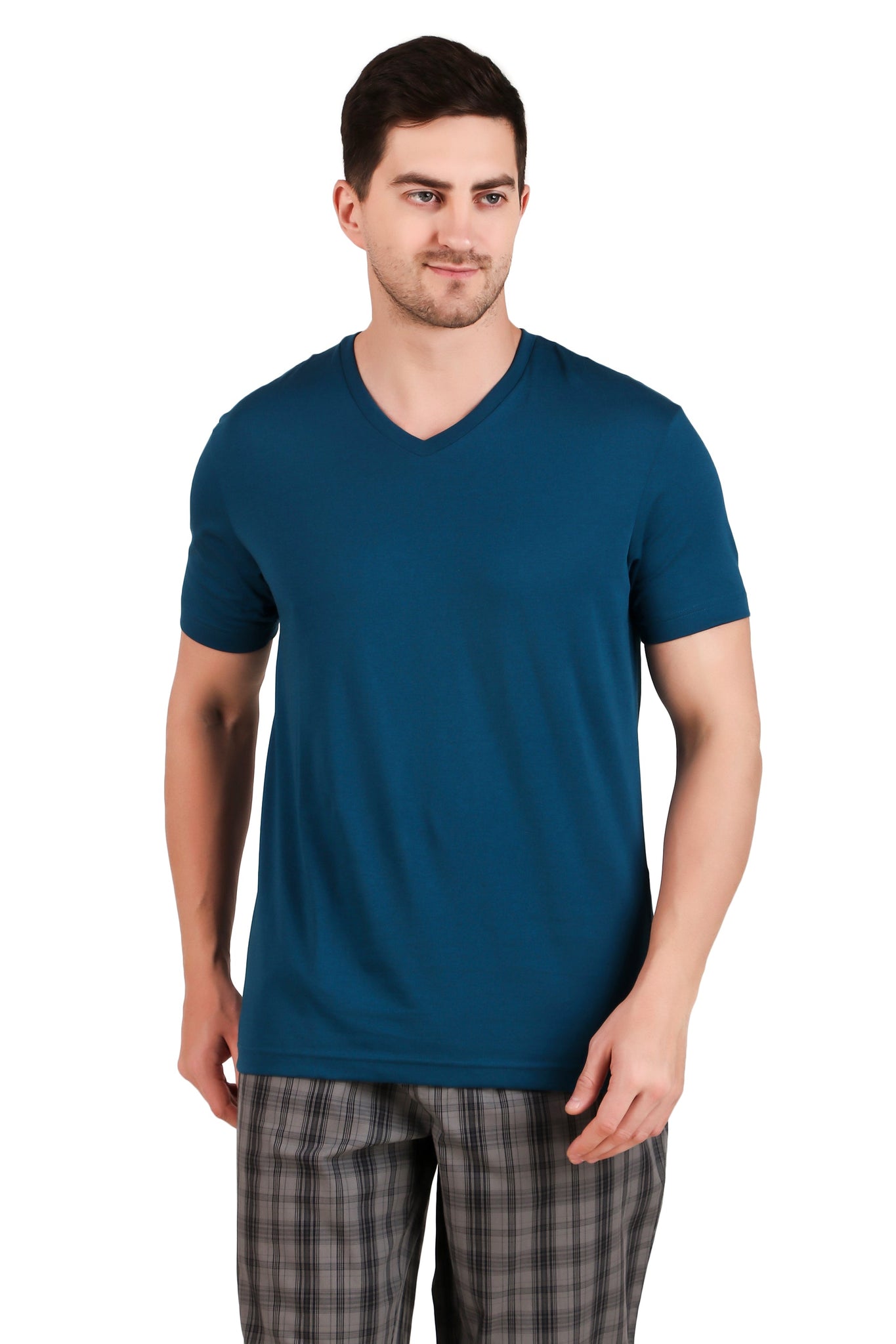 Jockey-2726 Super Combed Cotton Rich Solid V Neck Half Sleeve T-Shirt
