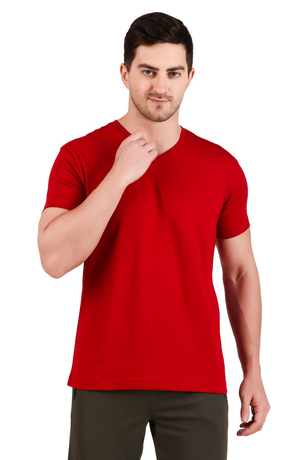 Jockey-2726 Super Combed Cotton Rich Solid V Neck Half Sleeve T-Shirt -Shred