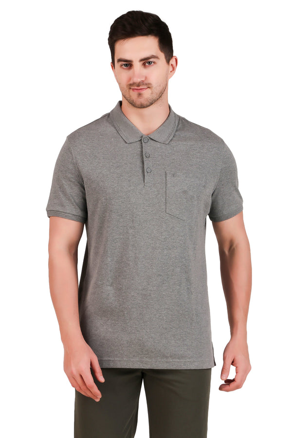 Jockey-3913 Super Combed Cotton Rich Solid Half Sleeve Polo T-Shirt with Chest Pocket -Mgrml