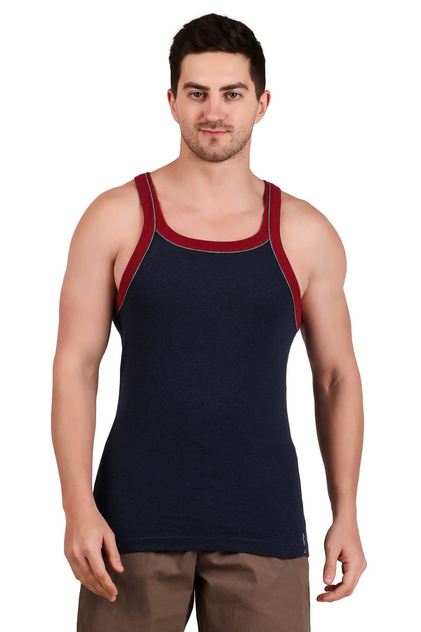 Jockey-US54 Ibmel Super Combed Cotton Rib Square Neck Gym Vest with Graphic Print