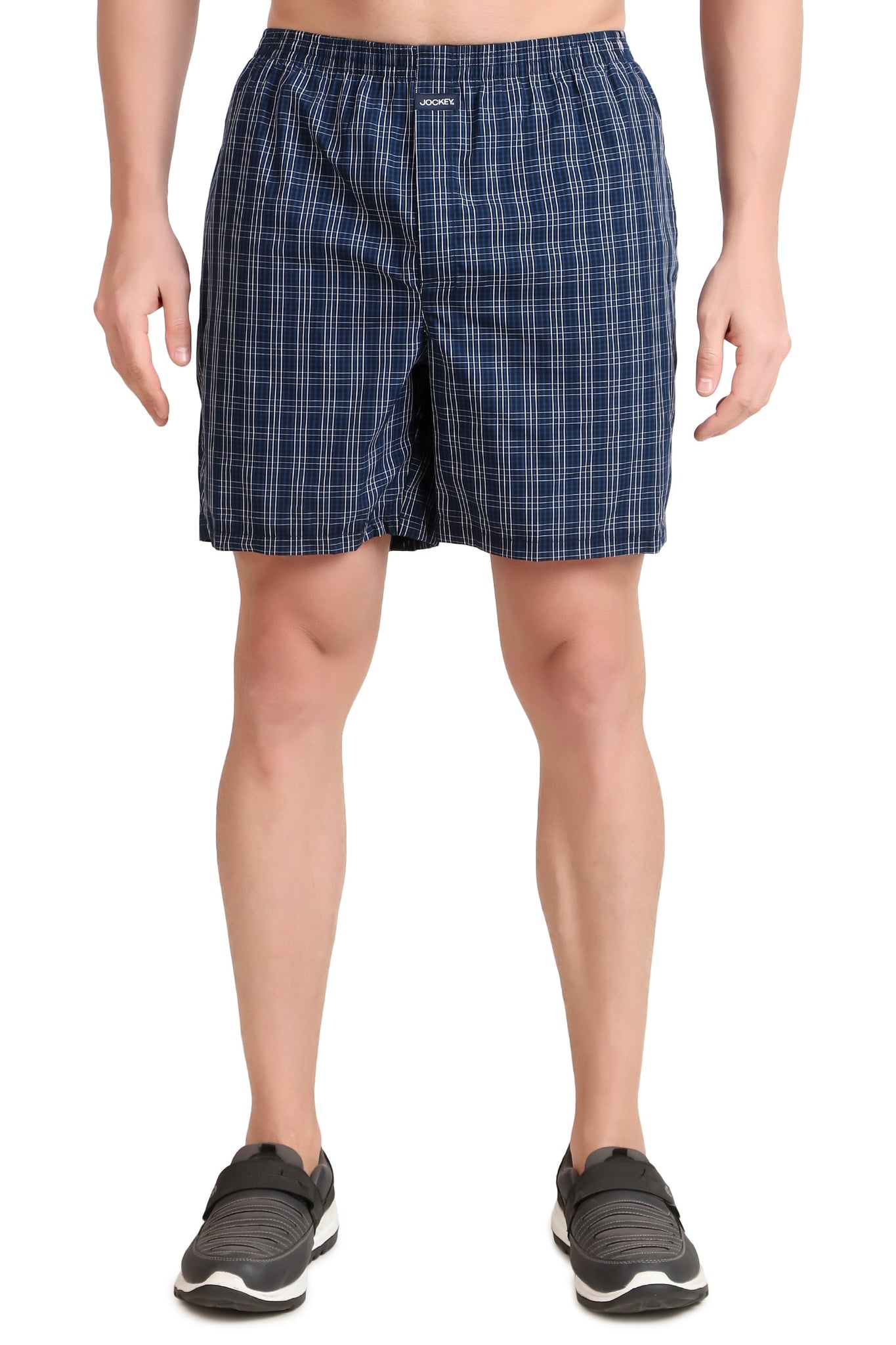 Jockey-1223 Super Combed Mercerized Cotton Woven Checkered Boxer Shorts with Side Pocket
