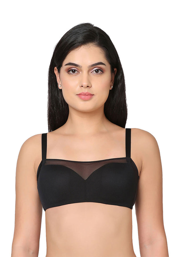 WACOAL BRA IB5246R BL Contour Padded Wired 3/4th Cup Full Coverage Mesh Fashion Bra - Black