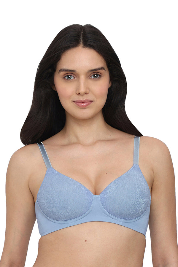 WACOAL BRA BI05H03 DB Cool Comfort Padded Non-wired 3/4th Cup Everyday Wear T-shirt Bra -Blue