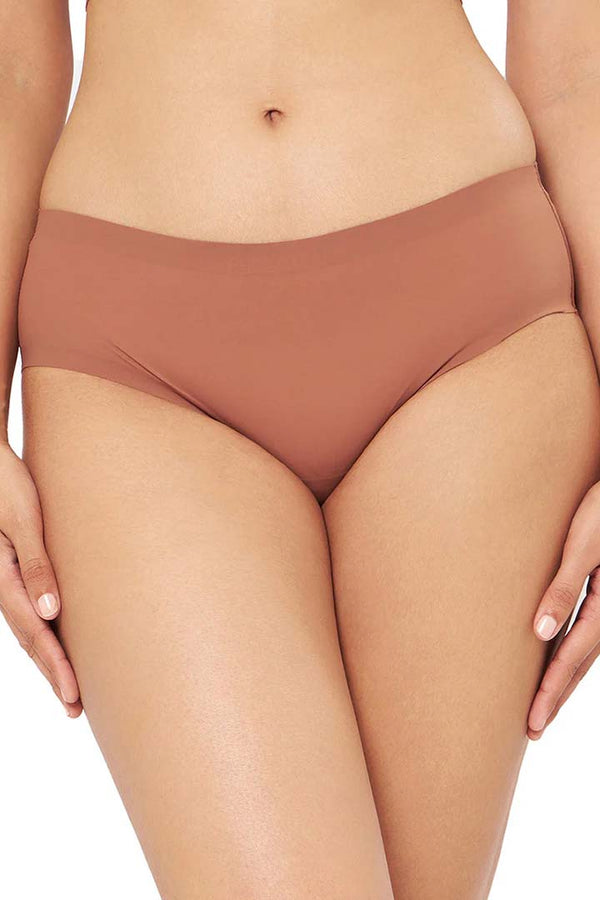 AMANTE PAN11412-CARAMEL NUDE VANISH SOLID LOW RISE HIPSTER SEAMLESS PANTY