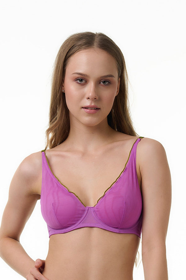 BELLAGIO BRA-BB0817 Purple Underwired Non padded Net bra