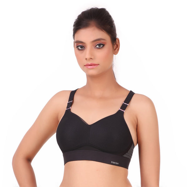 TRIUMPH-110I508 Padded Non Wired with Back Hook Polymide Spandex Fabric Sports Bra