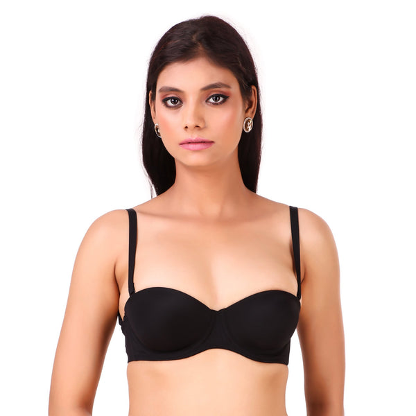 TRIUMPH-122I483 Invisible Wired Half Cup Padded Detachable Multioptional Transparent Backless Party Bra
