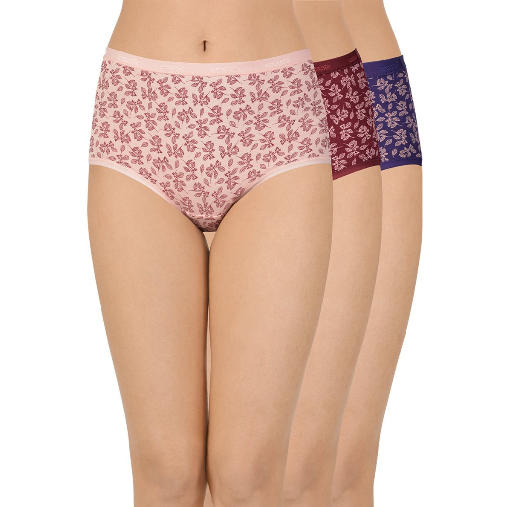 AMANTE-PPK53101 Printed High Rise Full Brief Panty (Pack of 3)