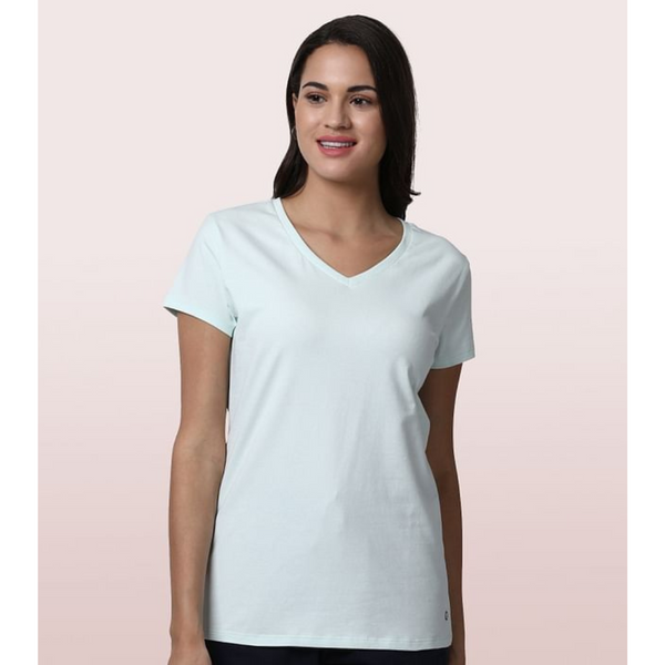 ENAMOR-E067 ESSENTIALS COTTON BASIC "V" TEE