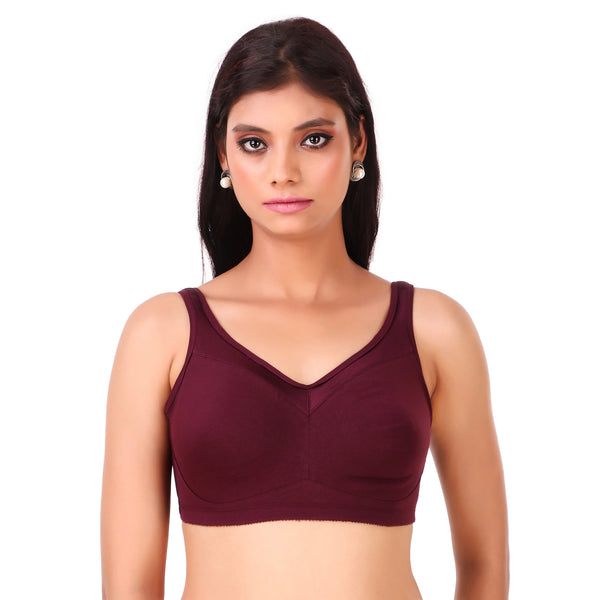 Enamor-A112 Grape Wine Smooth Lift Classic Minimizer Bra - Stretch Cotton Non-Padded Wirefree