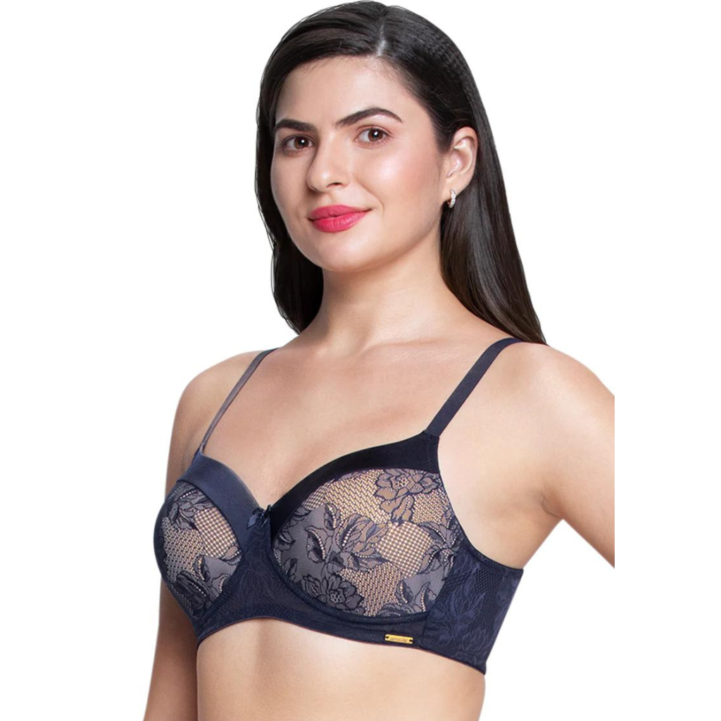 AMANTE BRA87901 Satin Touch Padded Non-Wired Lace Bra