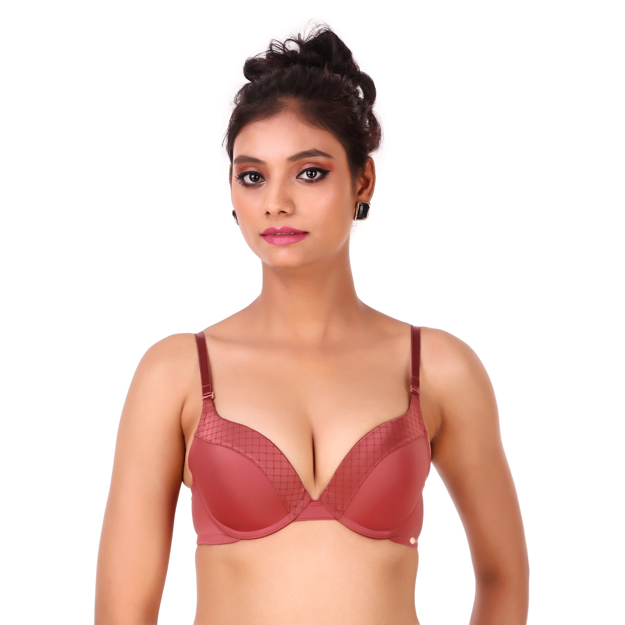 Enamor-F091 Butterfly Cleavage Enhancer Plunge Push-Up Bra - Padded & Wired
