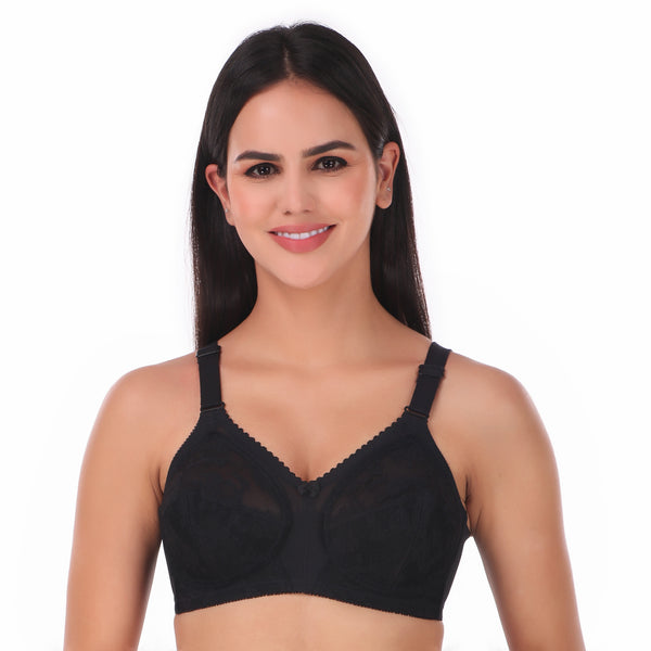 TRIUMPH-20I319 Black Doreen Wireless Non-Padded Full Coverage Support Big-Cup Classics Bra
