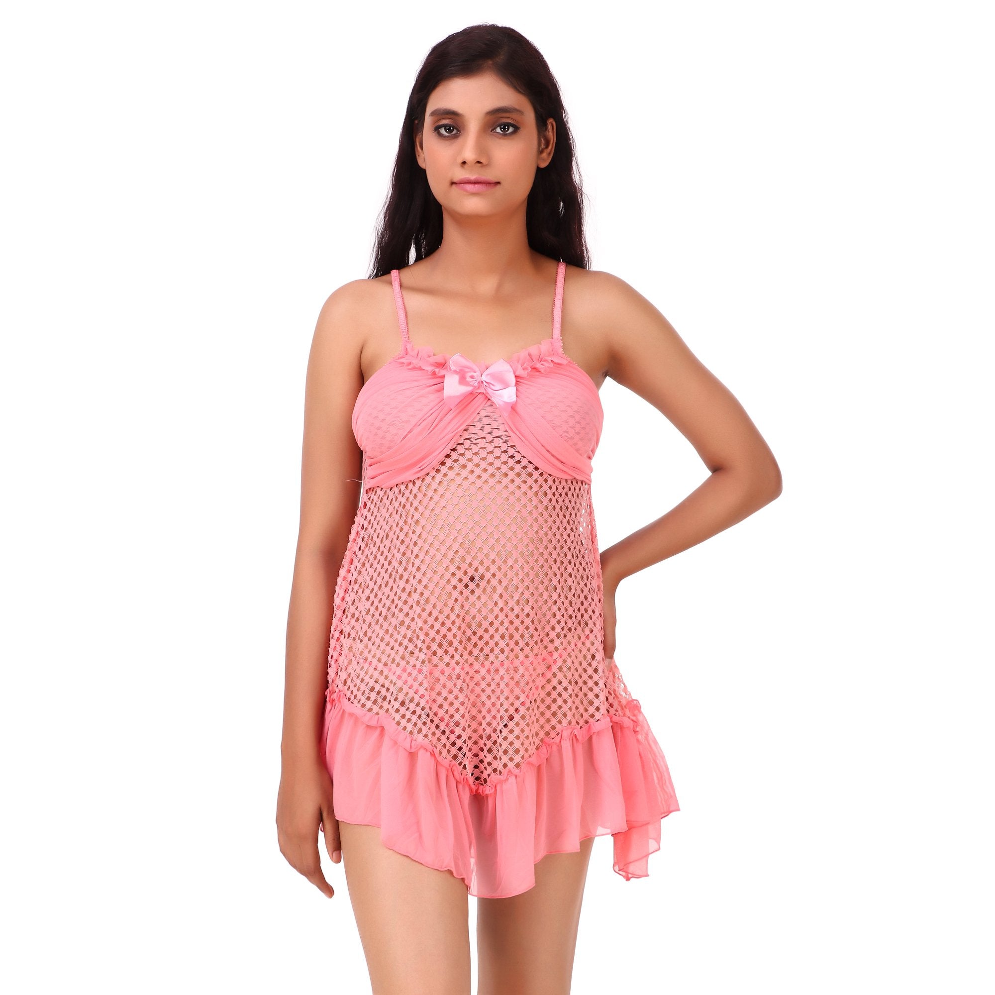 AXTZH-XNTS032 Lace Sheer Baby doll With Matching Thong