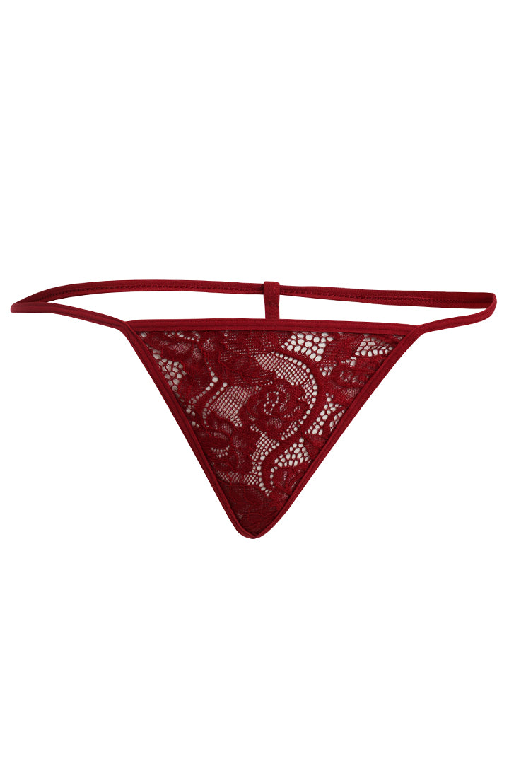 AXTZH Sheer Lace Nightwear Set with Robe & Thong NW X5521-SCARLET-F11N