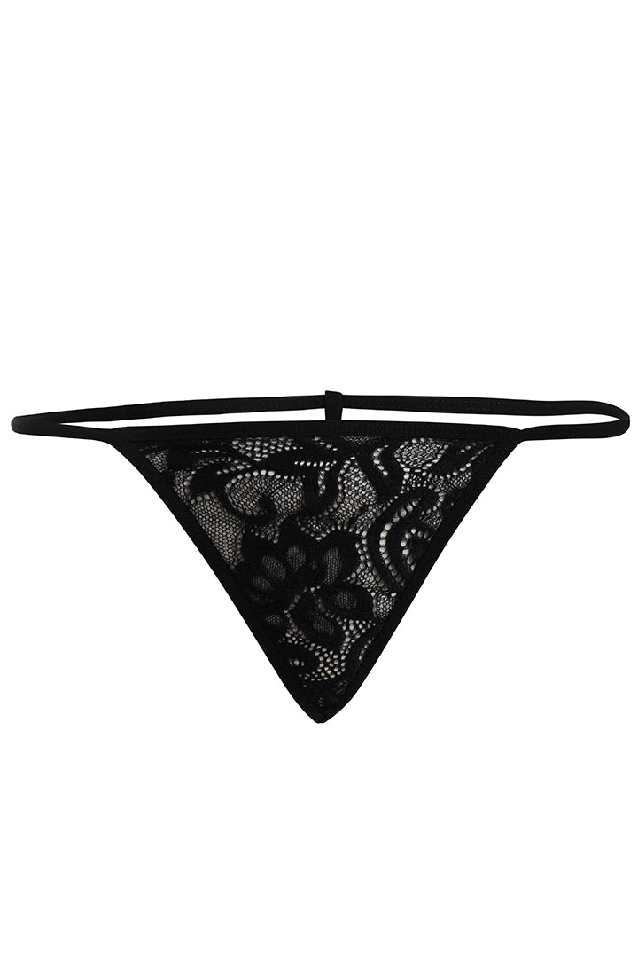 AXTZH Lace Nightwear Set with Robe & Thong NW X5527-BLACK-F11N