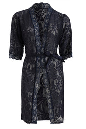 AXTZH Lace Nightwear Set with Robe & Thong NW X5527-NAVY-F11N