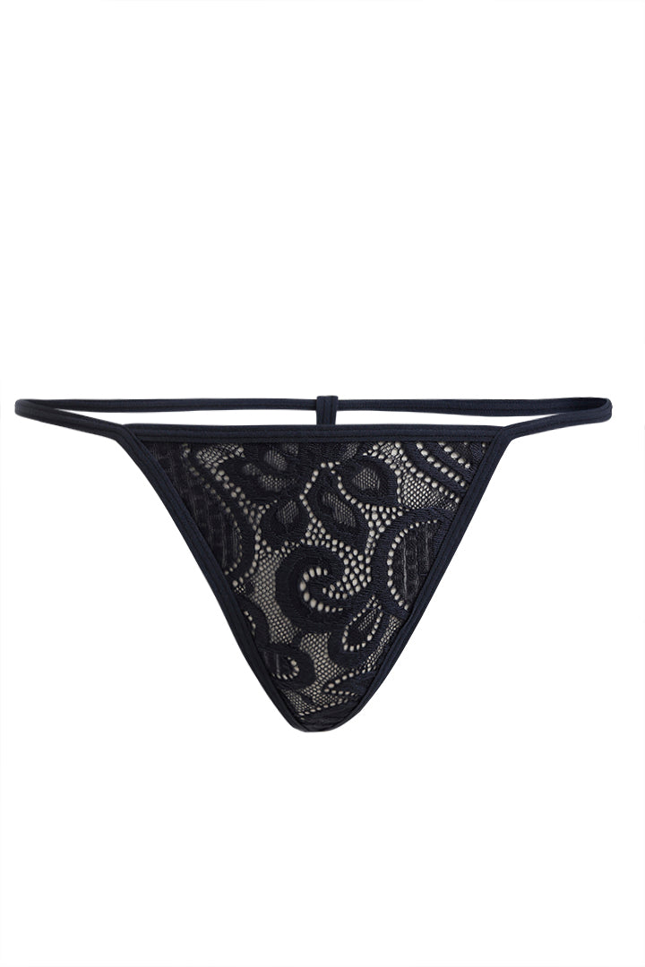 AXTZH Lace Nightwear Set with Robe & Thong NW X5527-NAVY-F11N